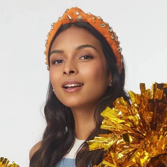 Lele Sadoughi Orange Knotted Gameday Fan Headband - Picture 2 of 12